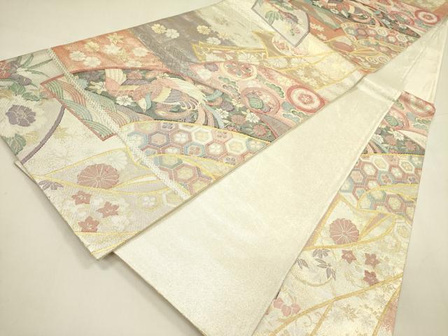 平和屋の平和屋着物◎佐賀錦 六通柄袋帯 地紙鳳凰花文 金銀糸 正絹 逸品 DABA6175op｜アングル3