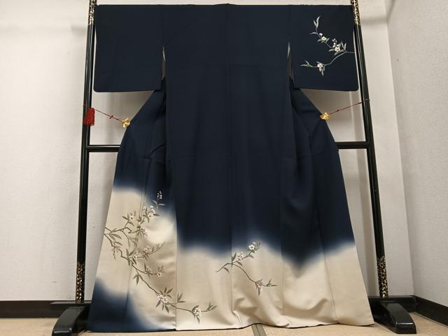 Kimono - 平和屋着物●訪問着　手描き　枝花文　暈し染め　金通し地　さが美扱い　正絹　逸品　AABF4500ph