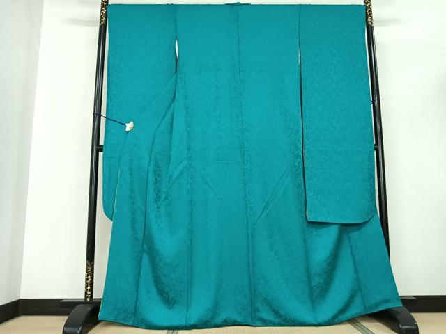 平和屋着物●豪華振袖　辻が花地紋　青緑色　金通し地　正絹　逸品　AABF0692fy