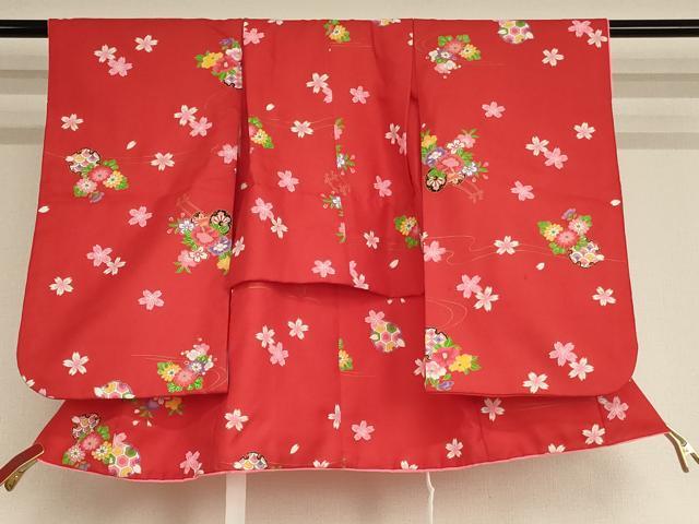 平和屋着物[]七五三　女の子　3歳　祝着　三つ身　花車雪輪花文　金彩　AABF2181ja