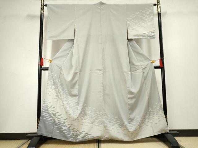 平和屋着物●藤倉守正　やまだ織　本塩沢　訪問着　霞文　正絹　逸品　AABF5154cs