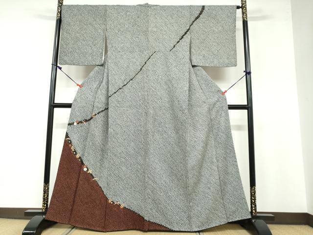 平和屋着物●訪問着　総絞り　駒刺繍　宝尽くし草花文　黒地　金彩　正絹　逸品　DABB0526ud