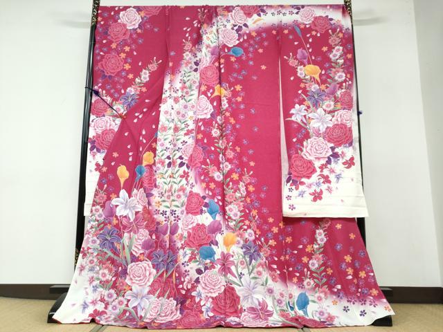 Kimono - 平和屋着物●豪華振袖　草花文　暈し染め　金糸　銀通し地　仮絵羽　逸品　未使用　DABB0372ud