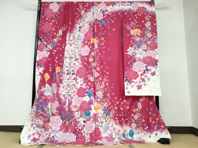 Rakuten - 平和屋着物●豪華振袖　草花文　暈し染め　金彩　銀通し地　仮絵羽　逸品　未使用　DABB0373ud