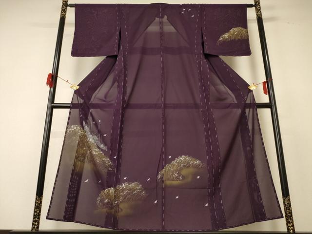 Kimono - 平和屋着物＊夏物　訪問着　絽　手描き　風景文　銀彩　正絹　逸品　未使用　AABF5056jd