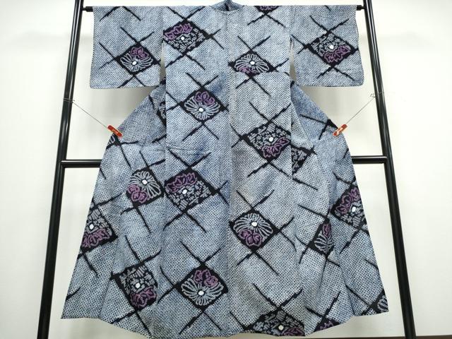 平和屋着物∴夏物　浴衣　有松鳴海絞り　菱菊花文　綿　逸品　CABB6632ng