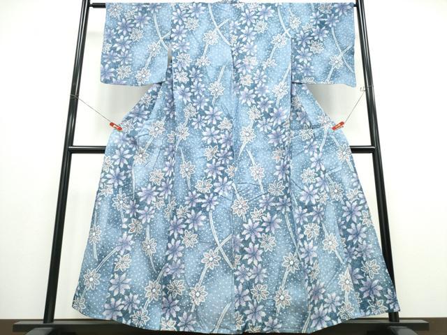 平和屋着物∴夏物　浴衣　有松鳴海絞り　枝垂れ花文　綿　逸品　CABB6638ng