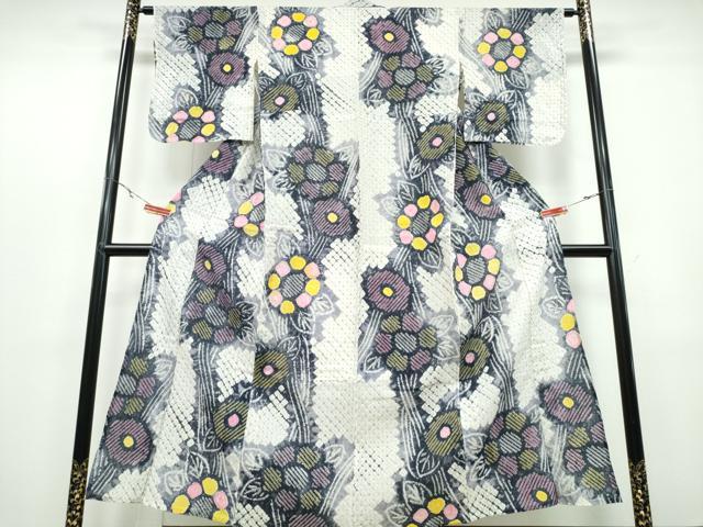 平和屋着物∴夏物　浴衣　有松鳴海絞り　枝花文　綿　逸品　CABB6727ng