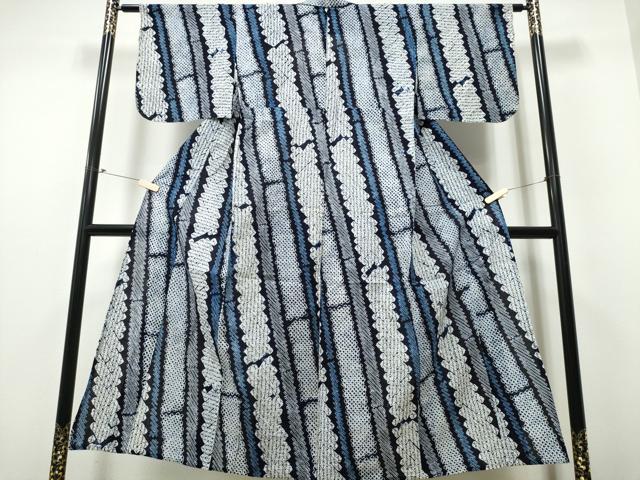平和屋着物∴夏物 浴衣 有松鳴海絞り 竹縞 綿 逸品 CABB6743ng