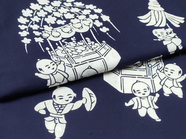 平和屋着物∴夏物　浴衣　唐子遊び　綿　逸品　CABB6748ng