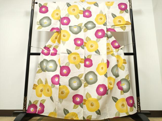 平和屋着物∴夏物 浴衣 綿紅梅 椿 綿 逸品 CABB6749ng