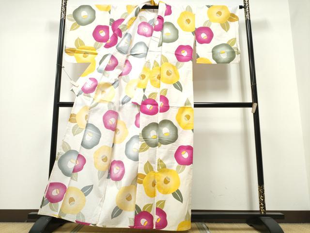 平和屋着物∴夏物 浴衣 綿紅梅 椿 綿 逸品 CABB6749ng