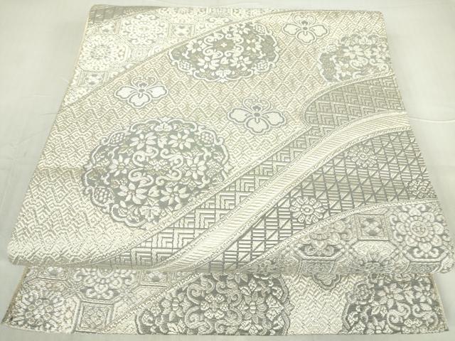 平和屋着物●本場筑前博多織　八寸名古屋帯　正倉院蜀江花文　銀糸　正絹　逸品　DABA4544az（楽天・平和屋）
