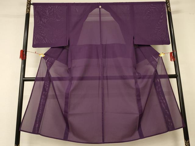 平和屋着物＊夏物　男性　色無地　絽　似せ紫色　正絹　逸品　AABF5096jd