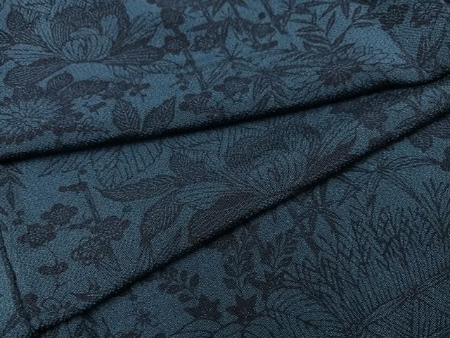 Full-Length Under-Kimono - 平和屋着物●上質な小紋　本藍　型染め　草花文　やまと誂製　正絹　逸品　AABF5392ph