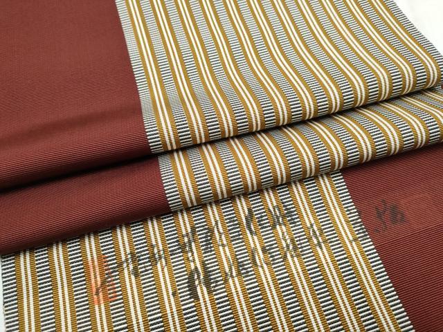 平和屋着物●希少　人間国宝　甲田栄佑　本場筑前博多織　八寸名古屋帯　間道　正絹　逸品　CABD5879hy