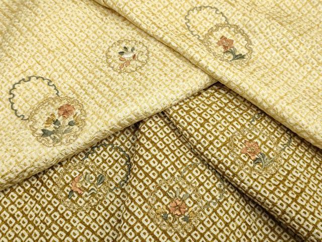 Rakuten - 平和屋着物●訪問着　絞り　刺繍　雪輪重ね花文　暈し染め　金糸　正絹　逸品　DABA8976du