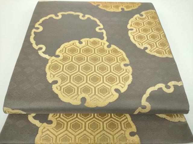 平和屋着物●全通柄　本袋帯　雪輪重ね　金糸　正絹　逸品　DABB4497ps