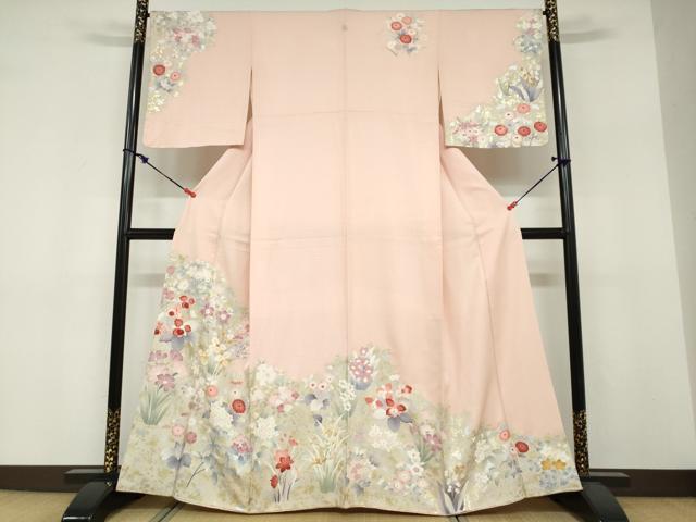 Uramono - 平和屋着物●訪問着　草花文　金銀彩　正絹　逸品　DABF1783ud