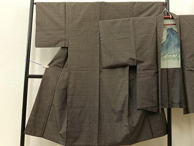 平和屋着物■男性 本場大島紬 アンサンブル 絣文様 羽裏:富士 正絹 逸品 BAAR4718ct