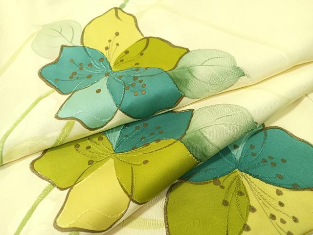 平和屋着物▼上質な小紋　地紋起こし　草花文　正絹　逸品　CABD8261vp