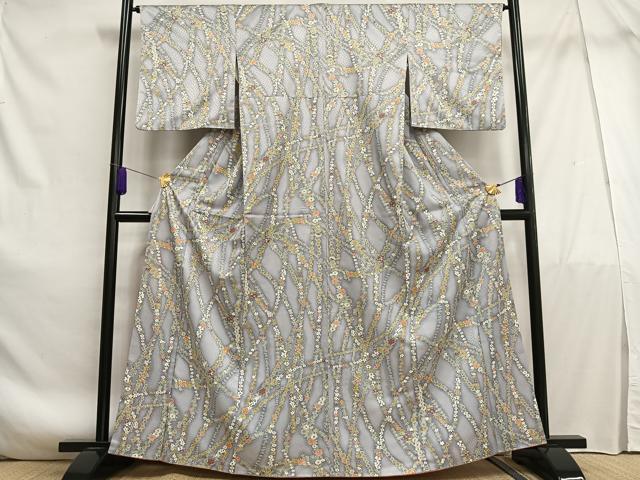 平和屋着物■小紋 草花文 暈し染め 洗える着物 AABF0875oa