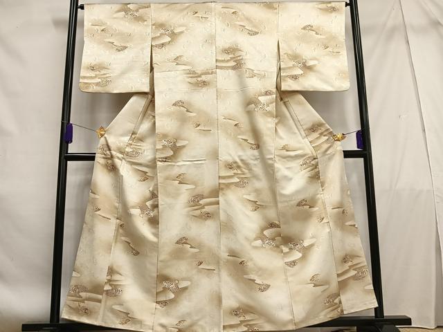 平和屋着物■小紋　扇面花文　暈し染め　金彩　洗える着物　AABF1144oa