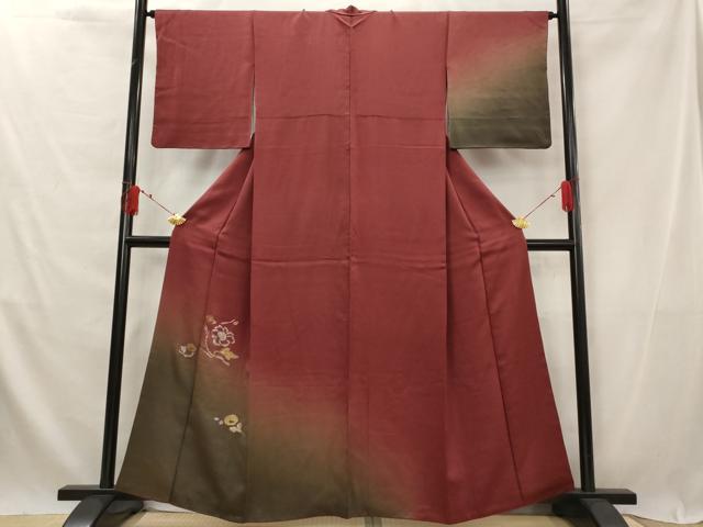 Kimono - 平和屋着物■訪問着　竹屋町刺繍　草花文　暈し染め　金銀糸　正絹　逸品　AABG2956st