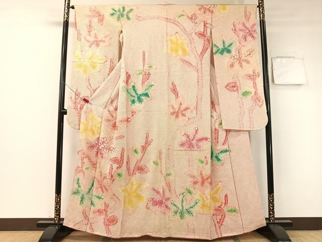 平和屋着物■豪華振袖　総絞り　草花文　正絹　逸品　CABC2476vp