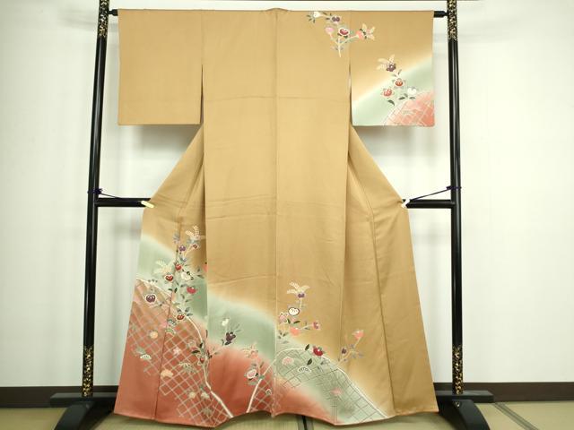 平和屋着物■訪問着 橘 暈し染め 金彩 正絹 逸品 DABA9749sf