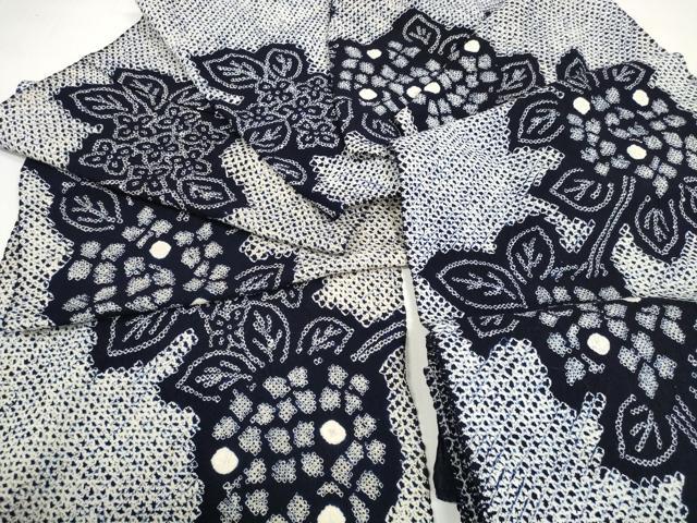 平和屋着物＊夏物　有松鳴海絞　浴衣　反物　着尺　紫陽花　アジサイ　綿　逸品　未使用　DABC1564zzz
