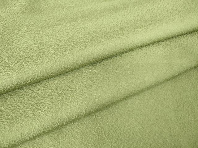 Kimono - 平和屋着物●上質な色無地　霞地紋　山葵色　鈴乃屋扱い　正絹　逸品　DABC3284az