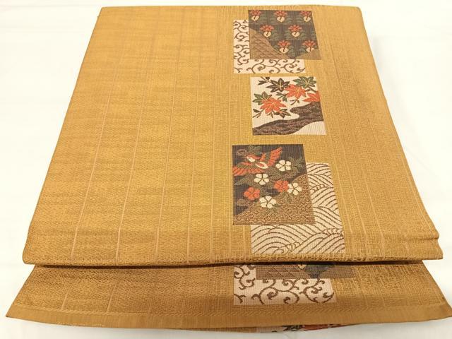 Rakuten - 平和屋着物◎六通柄袋帯　花鳥文　正絹　逸品　AABH0216yx