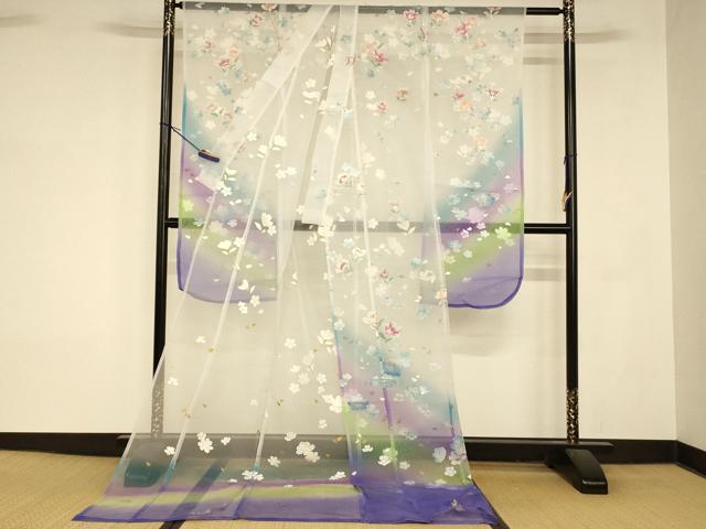 平和屋の平和屋本店●夏物 お引きずり・お引き摺り・引き振袖 和装 結婚式 舞妓 芸妓 芸者 衣装 オーガンジー 舞花文 金銀彩 金糸 AABK8378fw｜アングル2