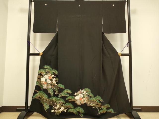 平和屋着物■豪華黒留袖　花車松文　金彩　正絹　逸品　DABA8784du