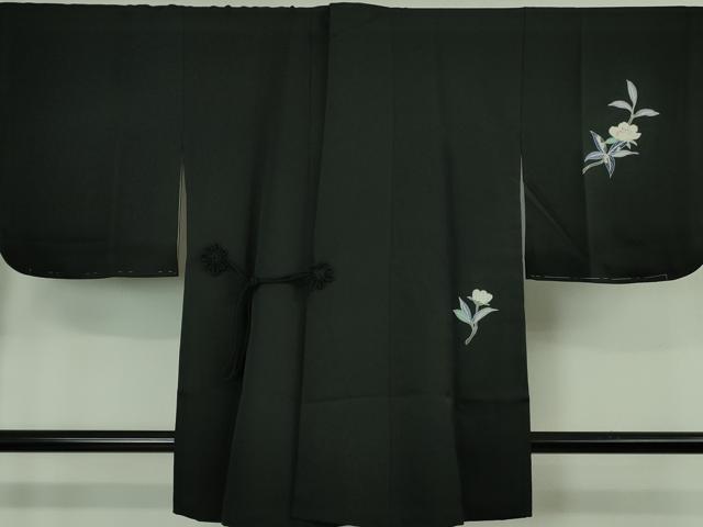 平和屋の平和屋着物＃極上　道中着　ロング丈　友禅　枝花文　黒地　逸品　未使用　DZAB3060kh6｜アングル2