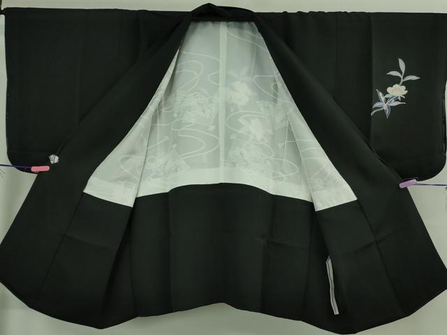 平和屋の平和屋着物＃極上　道中着　ロング丈　友禅　枝花文　黒地　逸品　未使用　DZAB3060kh6｜アングル3