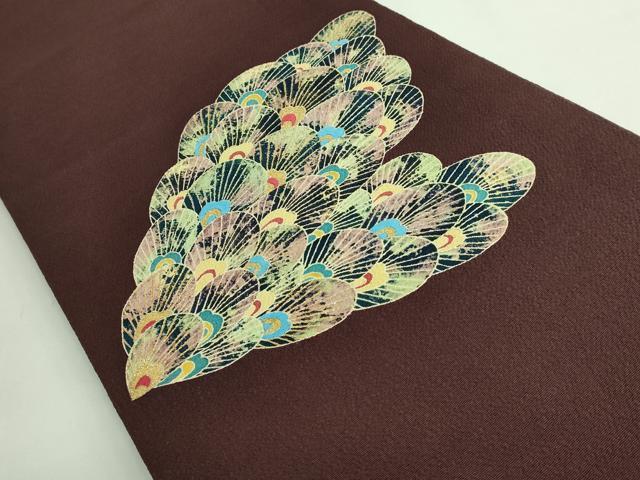 平和屋本店●極上　創業130年　江戸染繍友禅　大彦　太鼓柄袋帯　孔雀羽根文　茶褐色地　金銀糸　鬼しぼ縮緬　逸品　DZAB3632kh6 heiwaya-11058283 平和屋 サンプル画像2