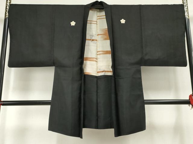 平和屋着物●男性　羽織　黒紋付　正絹　逸品　AABF5207cs