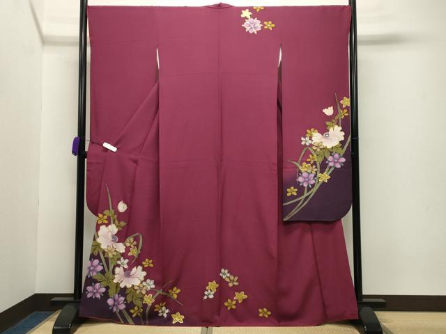 Uramono - 平和屋着物●豪華振袖　舞花文　暈し染め　金彩　正絹　逸品　CABB0386gh