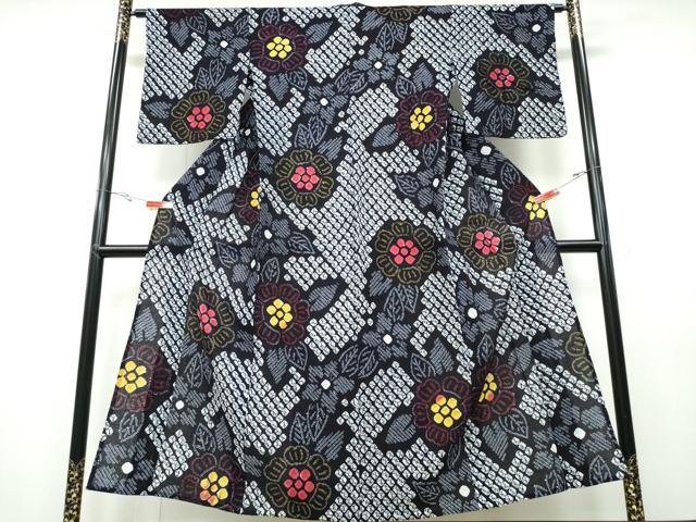 平和屋着物∴夏物　浴衣　有松鳴海絞り　舞花文　綿　逸品　CABB6730ng