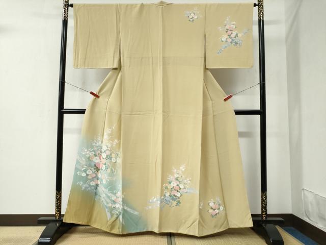 平和屋着物●訪問着　友禅　束ね熨斗草花文　暈し染め　正絹　逸品　CABC6420yc