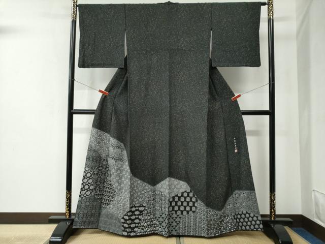 Rakuten - 平和屋着物●訪問着　江戸小紋　北原寿永作　寄せ小紋柄　黒地　正絹　逸品　CABC6482yc