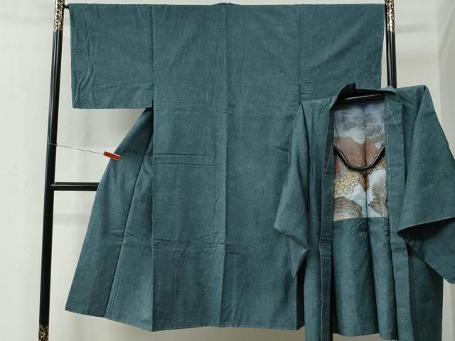 平和屋着物●男性　紬　アンサンブル　霞文　正絹　逸品　未使用　CABC6506yc