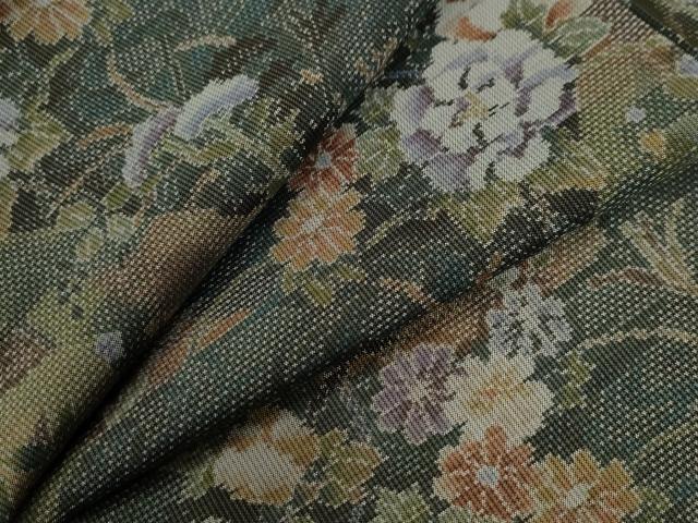 平和屋着物●本場大島紬　7マルキ　流水草花文　正絹　逸品　CABC6507yc
