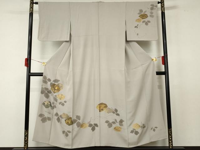 平和屋着物●訪問着　竹屋町刺繍　手描き　花蔦の葉文　金彩　正絹　逸品　AABF5230cs...