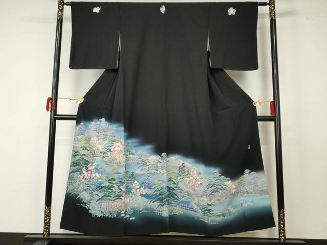 平和屋着物●十日町友禅作家　阿部佳雪　黒留袖　後楽