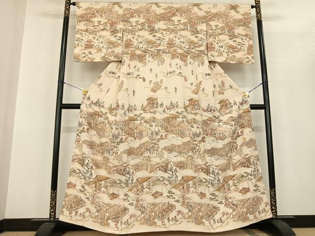 平和屋着物●摺友禅　横塚賢治　訪問着　人物風景文　暈し染め　正絹　逸品　AABF5482fy