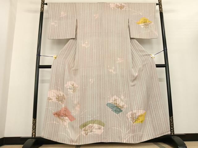 平和屋着物●訪問着　作家物　型染め　松皮菱文　正絹　逸品　AABF5490fy