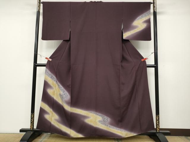平和屋着物●訪問着　紬地　霞花文　正絹　逸品　CABC2316ut